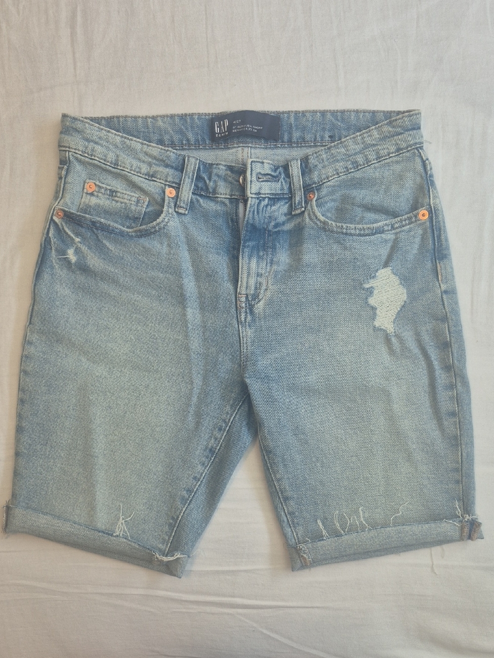 GAP Light Blue Distressed Denim Shorts - Women Size 4